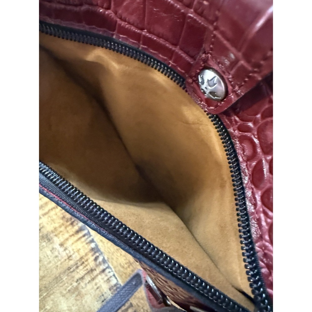 Patricia Nash Burgundy Croc Embossed Leather Convertible Backpack Crossbody Bag‎ - Picture 5 of 10